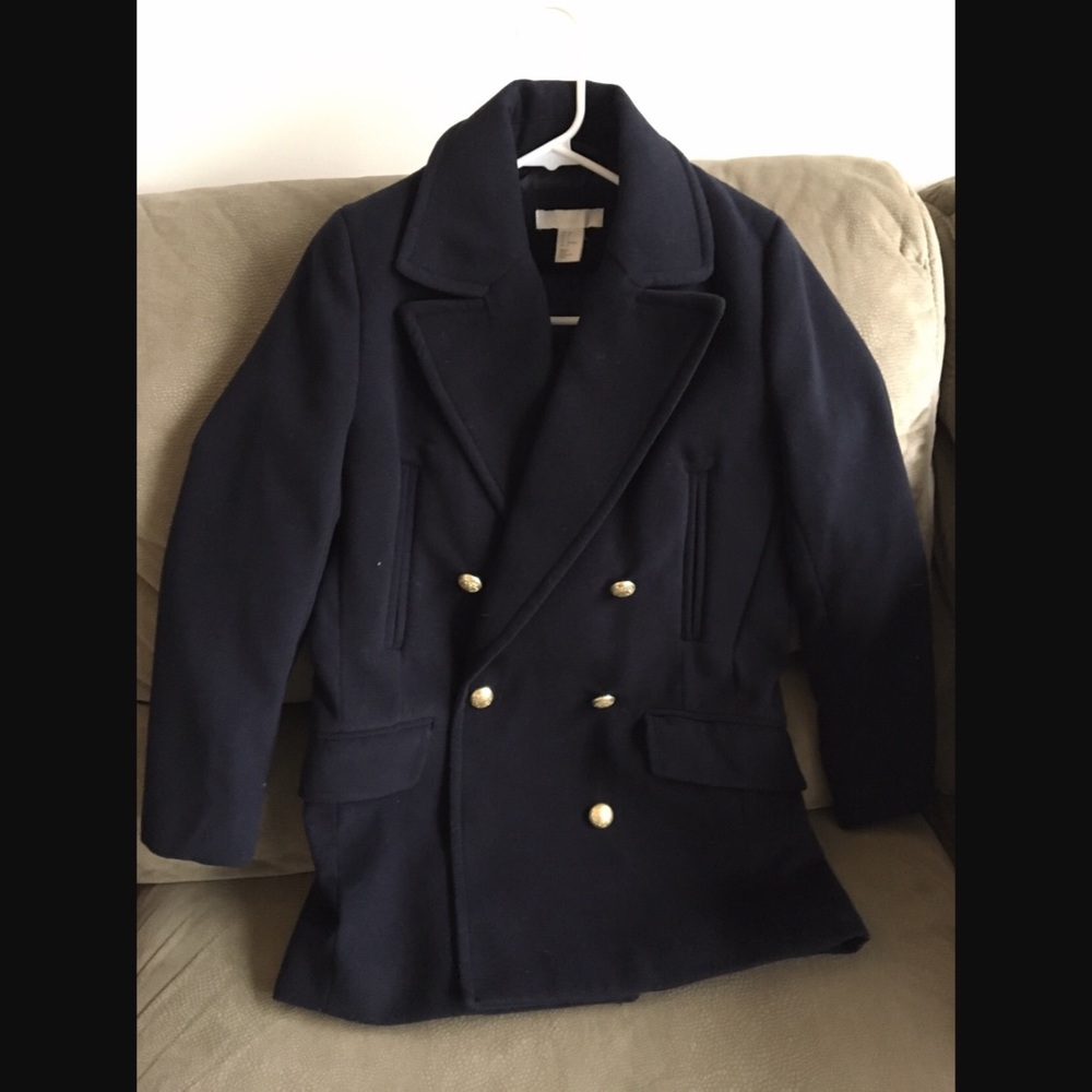 Dark Navy One Button Pea Coat
